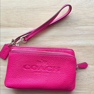 Coach Fuchsia Leather Wristlet